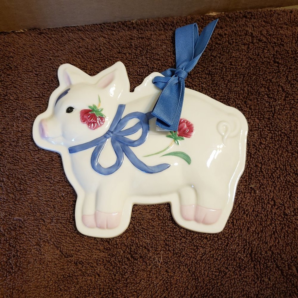 NWT Lenox Poppies Barnyard Cookie Press Stamp Pig